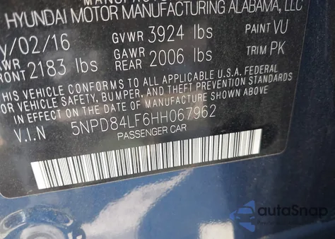 2017 Hyundai Elantra Se from USA, damaged, VIN 5NPD84LF6HH067962